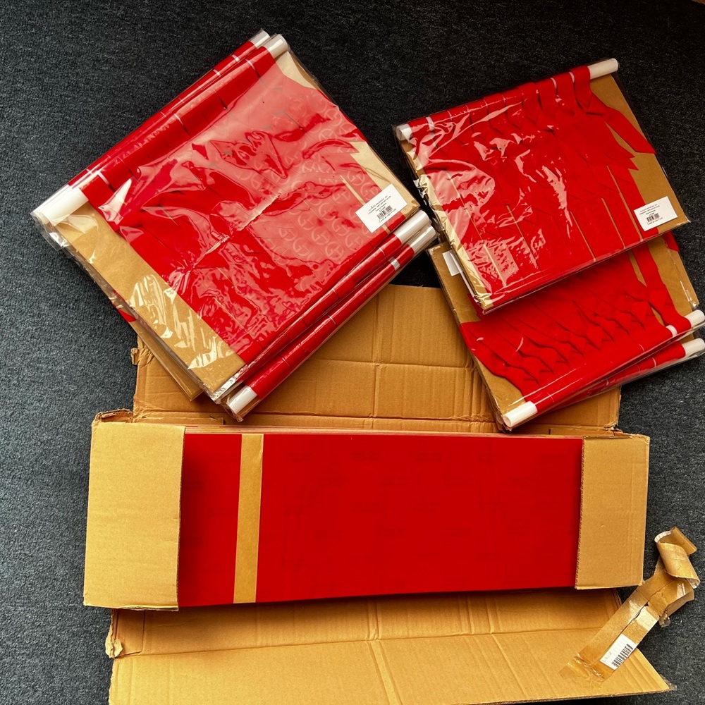 Giorgio Armani Red Wrapping Paper Rolls with Red Bands for boxes